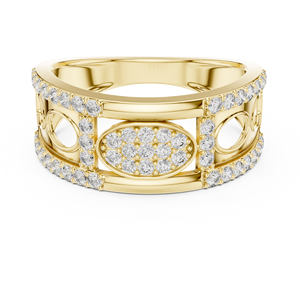 Round Cut Lab Grown <b>Diamond</b> <b>Ring</b> 14K Yellow Gold DEF VVS Oval Cluster Openwork <b>Diamond</b> Men's Band Wholesale Jewelry Manufacturer - Product Image 4