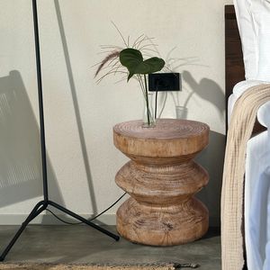Tavolino da Esterno in Legno Terrafab, Sgabello Decorativo Naturale per Giardino, Villa, Soggiorno, Camera da Letto, Patio - Product Image 3