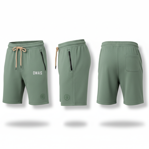Shorts Bermuda pour homme en tissu tricoté couleur unie, marron, à séchage rapide, anti-humidité, avec cordon de serrage et poches zippées, style décontracté jogger - Product Image 4
