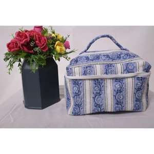 Sac à cosmétiques en coton matelassé floral fait main, grand organisateur de maquillage, trousse de toilette de voyage, sac de rangement à fermeture éclair, cadeau pour elle - Product Image 2