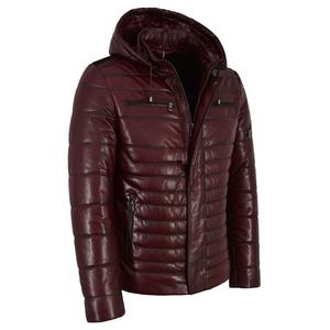 Veste en cuir pour hommes, nouveau style de veste en cuir matelassé avec veste en cuir à capuche détachable - Product Image 2