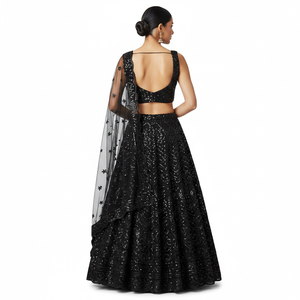 Conjunto de Lehenga Choli y Dupatta de Diseño con Bordado Rico en Dori y Lentejuelas, Estilo Bollywood para Fiestas y Celebraciones - Product Image 3