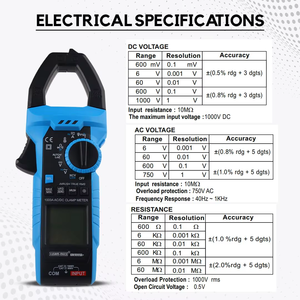 Pinza Amperimétrica TRMS KM 9999A-1000A, Multímetro AC/DC de Grado Profesional para Electricistas - Product Image 6
