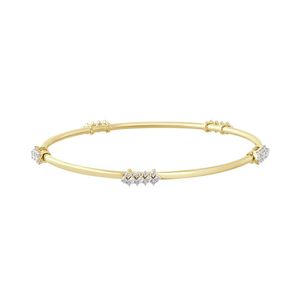 Bracelet jonc en or jaune avec cinq grappes de diamants de laboratoire - Product Image 3