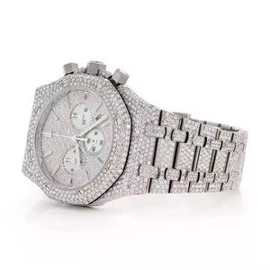 Montre de sport en gros avec diamants, montre de luxe entièrement sertie de pierres, montre en moissanite pour hommes et femmes, montres mécaniques automatiques - Product Image 2