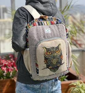Nouveau design sacs pour ordinateur portable en chanvre sacs à dos durables nouveauté jute avec coton unisexe multi-usages sacs à dos de voyage - Product Image 2