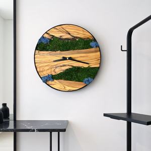 Forest Decor Moss Art Wood Grain Wall <b>Clock</b> Rustic Style Nature Inspired Green Moss Wooden <b>Clock</b> Botanical Decor Eco Friendly - Product Image 3