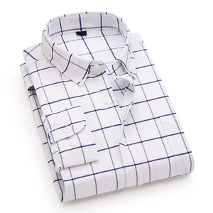 Men Casual Windowpane <b>Plaid</b> <b>Shirts</b> Wholesale Fashion Long Sleeve Button Up Checkered <b>Shirts</b> - Product Image 2