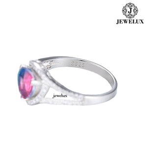 Jewelux Women's 18K Solid <b>Gold</b> Rose <b>Gold</b> Plated <b>Cocktail</b> <b>Ring</b> With Cushion Cut Morganite Prong Setting Luxury Fine Jewelry - Product Image 2