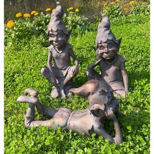 Estatua de Duende Sentado en Postura de Pensamiento, Hecha a Mano, con Acabado Bronce, Precio al por Mayor para Jardín y Granja - Product Image 6