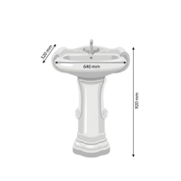 Grand lavabo monobloc en céramique sur pied, ensemble Rajwaadi, avec mitigeur en acier inoxydable brossé, à poser sur comptoir, pour salle de bain et hôpital
