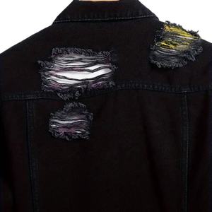 Veste denim personnalisée de haute qualité pour hommes avec col rabattu Poche à rabat déchirée de style de la rue Service OEM pour la saison d'hiver - Product Image 5