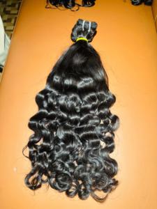 Extensions de cheveux Remy crus de temple indien du sud naturel Vierge de texture ondulée douce de vague pleine d'entrain Non traité: modèle non permanent - Product Image 3