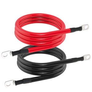 Cables de batería de cobre puro con aislamiento de PVC de 4 AWG con terminales de 3/8 pulgadas y 4 pies de longitud para audio de coche, energía solar, caravanas y carritos de golf. - Product Image 1