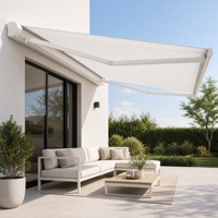 Auvent électrique de luxe en alliage d'aluminium et HDPE, cassette intégrale rétractable, télécommande, pour balcon, terrasse, véranda, protection contre la pluie