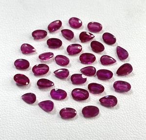 100% Natural Fine Quality Burma <b>Ruby</b> Heat 3x5mm Oval Pear Cut Reddish Pink Color Loose Gemstone for Making Jewellery - Product Image 1