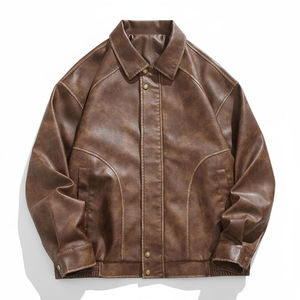 Wholesale Men's Casual <b>Leather</b> <b>Jacket</b> Heavy Weight New Style High Street Fashion Trendy <b>Leather</b> <b>Jackets</b> Cheap - Product Image 1