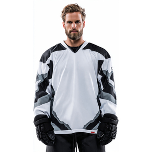 Men's Light Blue Ice Hockey Jersey Full Sleeve V-Neck Sublimated Floral Print Moisture Wicking Regular Fit Adult Apparel - Product Image 3