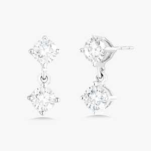 Solitaire Dangle Earrings 8mm <b>Drop</b> Post Push <b>Back</b> 14K Solid Gold Round Lab Grown Diamond Minimalist Modern Jewelry Factory Price - Product Image 3