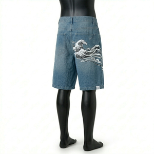 Pantalones Cortos de Mezclilla Holgados con Estampado de Anime, Estilo Japonés, Harajuku, Pierna Ancha, 100% Algodón, Personalizados y de Venta Caliente - Product Image 3