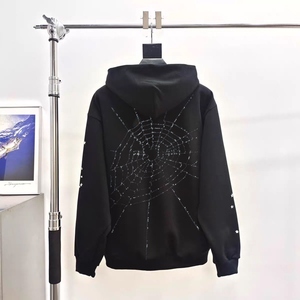 Customized Design High-Quality 420grams <b>Gothic</b> Streetwear <b>Hoodie</b> With Geometric Spider Web Heavyweight Pullover Sweatshirt - Product Image 1