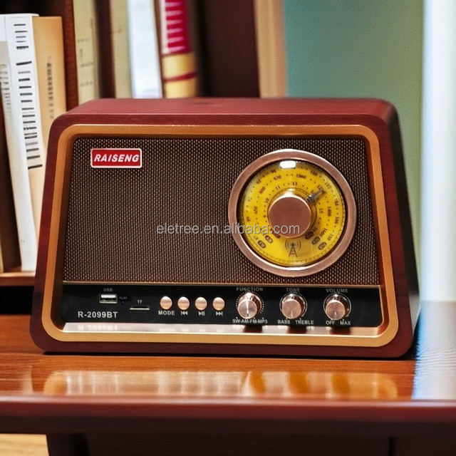 ELETREE Vintage Home Radio Rechargeable BT Wireless Speaker Retro FM Devices Table Radio with USB/TF Card Player