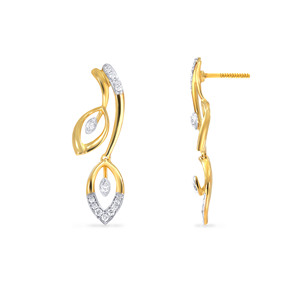 Modern Nature Leaf <b>Dangle</b> <b>Earrings</b> 14K Gold Plated Lab Grown <b>Diamonds</b> Women's Luxury Statement Jewelry - Product Image 3