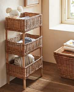 Boho Chic Natural Rattan <b>Shelving</b> Beautiful Seagrass <b>Box</b> Motif Bookcase Children Toy Organizer Lightweight Eco Friendly Rack - Product Image 5