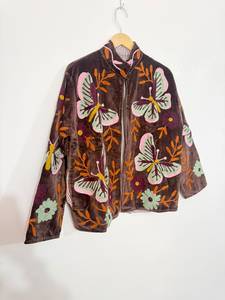 Wholesale ODM Handmade <b>Velvet</b> Embroidered Boho <b>Jacket</b> Custom Embroidery Men <b>Women</b> Colorful Floral Butterfly Design Suzani - Product Image 6