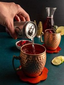 <b>Copper</b> hammered mug set for refined luxury refreshment <b>tables</b> hammered finish metal cups durable reusable serving mugs - Product Image 3