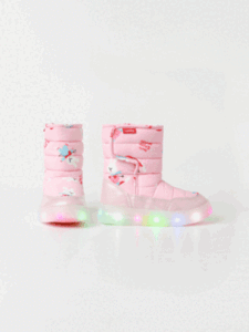 OZKIZ Korean Style LED Lights Kids Boots 2-7 Years Old Synthetic Upper Material Wholesale Children's Winter Fashion - Product Image 1