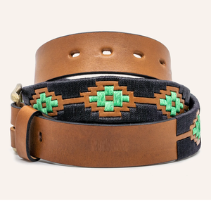 Ceinture Polo Décontractée en Cuir Brodé Violet et Rouge Élégante avec Boucle en Alliage et Sangle Marron Foncé – Accessoire de Mode Tendance - Product Image 3