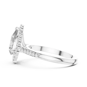Anillo de Halo Romántico con Diamante Cultivado en Laboratorio en Plata 925 con Centro de Dos Quilates y Acentos de Pavé Graduados de 0.33 CTW para Compromiso - Product Image 4