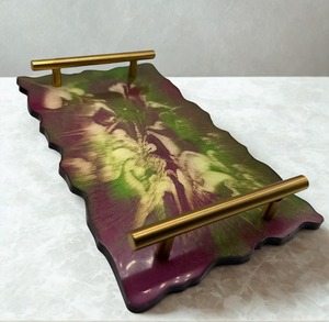 Handmade <b>Round</b> Resin Serving <b>Tray</b> with Finish Stylish Home and Office Decor Multi Purpose for Serving and <b>Table</b> - Product Image 1