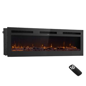 Caminetto Elettrico Moderno da Incasso a Parete da 60 Pollici con Telecomando, Timer, 1500W, Fiamma Regolabile, Colore e Luminosità, Spina AU - Product Image 1