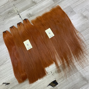 Extensions de cheveux humains vietnamiens bruts de haute qualité, double trame, tissées à la machine, lisses naturels, couleur cuivre, en lots orange - Product Image 4