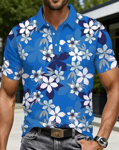 Men's Floral Print for Shirt Short Sleeve Casual Breathable 100% Cotton Knitted Regular Fit Digital Printed Design - Product Image 1
