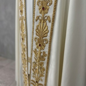 Gold Floral Embroidered Trim <b>Beaded</b> Sequin Decorative Braid Nonwoven Felt Orthodox Rectangle Shape for Church Garment Patches - Product Image 3