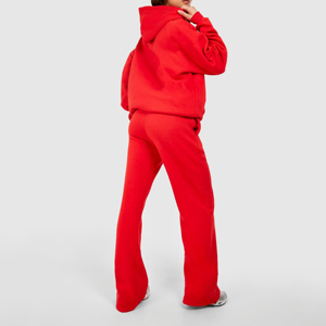 Chándal Deportivo Ligero de Verano para Mujer, con Capucha, de Poliéster/Algodón, Color Rojo Sólido, Transpirable, con Logotipo Personalizado, Servicio OEM - Product Image 2