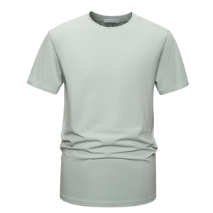 T-shirt en jean unisexe délavé à col rond, coupe ample, manches courtes, style vintage, écologique, vert décontracté, printemps-été - Product Image 6