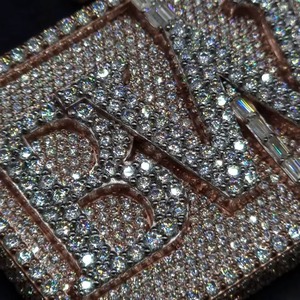 Colgante de Dos Tonos con Nombre Personalizado para Hombre, Estilo Hip Hop, Plata 925 de Alta Calidad, con Diamantes de Imitación Moissanite, Marca Rapper Bust Down - Product Image 5