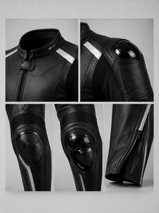 Black <b>Summer</b> Biker Moto Leather <b>Motorcycle</b> Racing Suit <b>Jacket</b> Trousers Set Breathable Waterproof Windproof Custom Logo Plus Size - Product Image 3