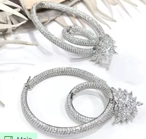 Impresionante diseñador declaración CZ pendientes conjunto hermosa ropa de moda para mujeres Ideal para trajes étnicos y occidentales ropa moderna - Product Image 2