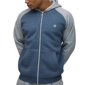 เสื้อฮู้ดซิปตัดต่อผ้าคอตตอนผสมสไตล์สตรีทแวร์ แขนเสื้อแบบแร็กแลน  สำหรับผู้ชาย  รับสกรีนโลโก้  ทรงลำลอง สไตล์ชุดวอร์ม - Product Image 2