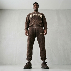 Mens Dark <b>Brown</b> Zip Hoodie <b>Jogger</b> Pants Tracksuit Set Embroidered Sweatshirt Streetwear Sportswear Activewear 100% Cotton Quick - Product Image 3