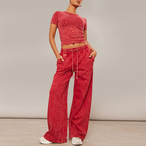 Women Acid Wash Sweatpants Heavyweight Jogger Track Pants Streetwear Casual Trackpants Custom Logo - Product Image 3