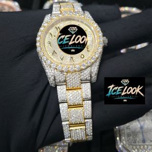 ICELOOK ผู้หญิงหรูหราสแตนเลสสตีลนาฬิกา 40 มม. หน้าปัดอะนาล็อกควอตซ์เรืองแสงคริสตัลแซฟไฟร์ 20 มม. สายนาฬิกาวันที่อัตโนมัติแบบพับได้ - Product Image 3