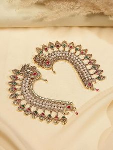 Pendientes de Lujo con Baño de Oro y Certificación Kundan, Estilo Jhumka, para Mujer, Joyería Nupcial India, con Perlas de Pavo Real, Estilo Étnico - Product Image 6