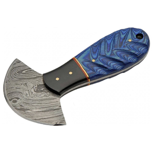 Cuchillo para Pizza Hecho a Mano de Acero de Damasco con Mango de Madera Azul, Grado Industrial, Espesor de Hoja de 0.5mm, Garantía de 3 Años - Product Image 1