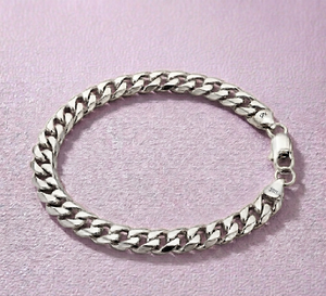 Bracelet et collier en or rose à maillons cubains |   Argent sterling 925 |   Chaîne gourmette de 8 mm |   Cadeau unisexe - Product Image 2